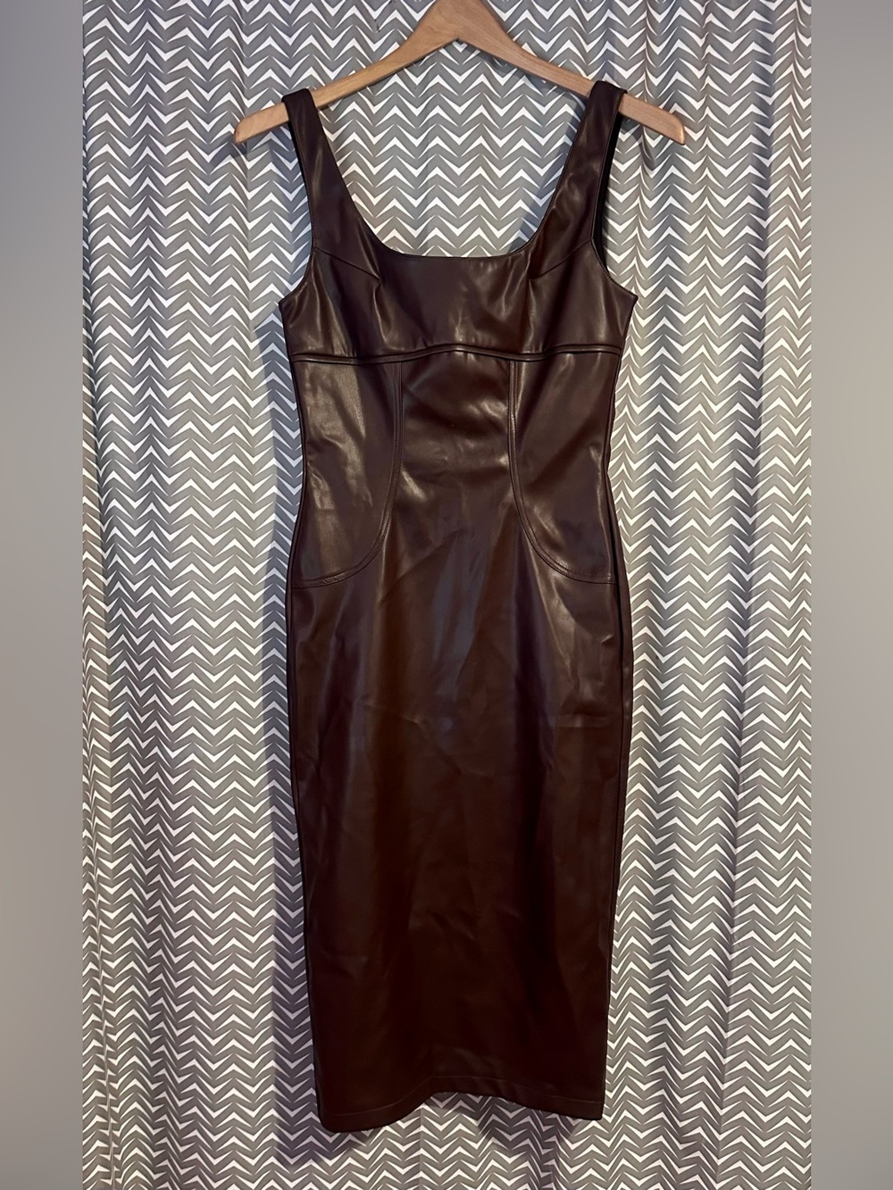 NWT Commense | Faux Leather Skinny Strappy Dress, XS - Picture 2 of 8